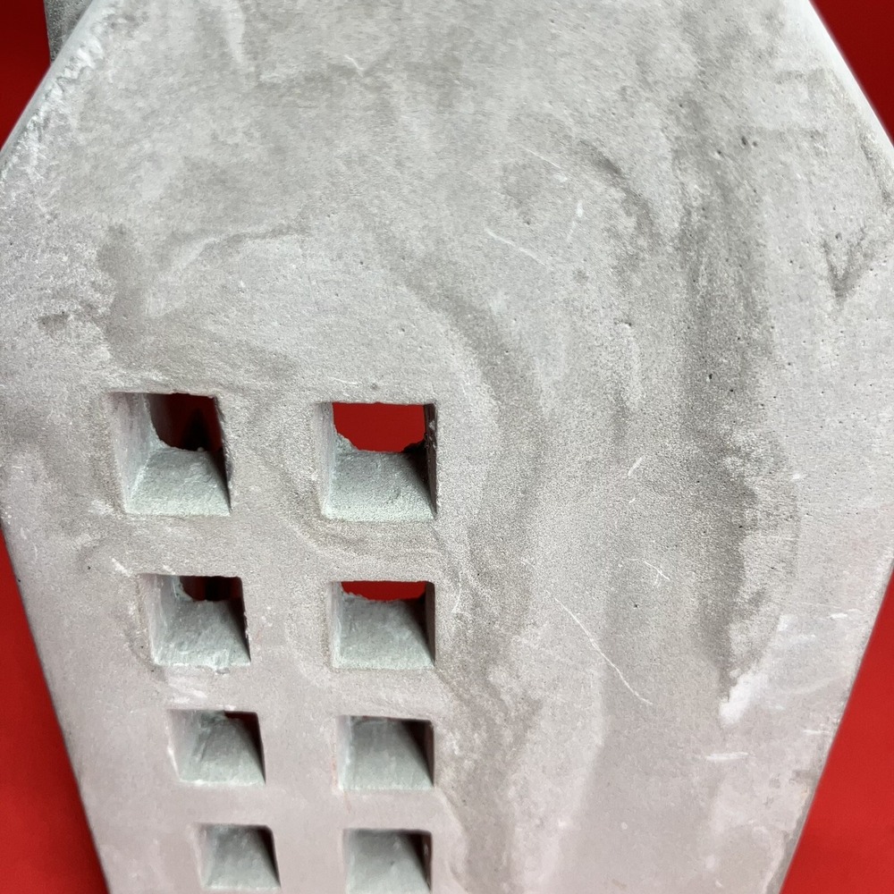 Medium 8" Tea Light Concrete Building / House Modern Cement Decorative /Flaws #2 - Picture 11 of 16